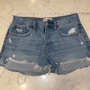 Abercrombie & Fitch Blue Ripped Jean Shorts Curve Love